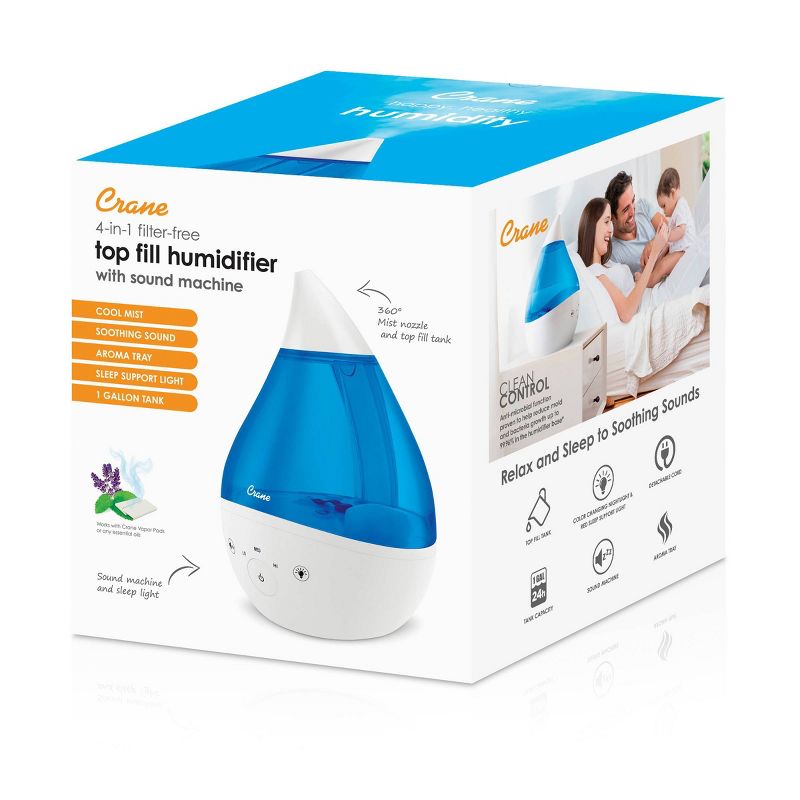 Crane Drop 4-in-1 Ultrasonic Cool Mist Humidifier with Sound Machine - 1gal, 3 of 15
