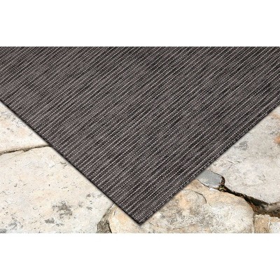 Gray Stripe Flat Woven Square Indoor/Outdoor Rug
