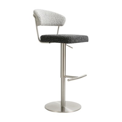 Tov Furniture Cosmo Boucle Adjustable Stool in Black and Grey
