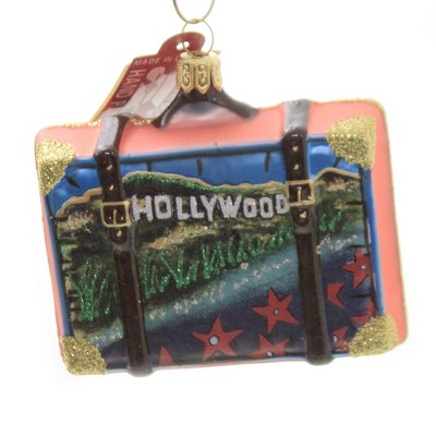 Holiday Ornaments 2.75" Hollywood Travel Suitcase California Visit Vacation  -  Tree Ornaments