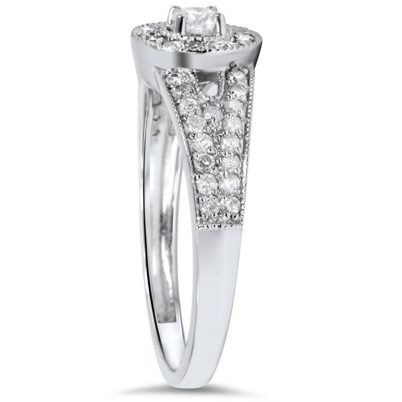 Pompeii3 1/2ct Diamond Halo Engagement Ring 10K White Gold, 2 of 6