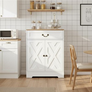 COZONY Farmhouse Coffee Bar Cabinet with 2 Doors & Drawer, Adjustable Shelf, 150 LB Capacity Kitchen Buffet Sideboard for Dining Room & Entryway - 1 of 4