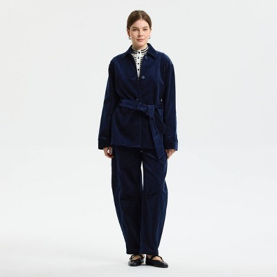 Universal Thread Women's Corduroy Belted Jacket - Universal Thread™ Blue M — фото 2