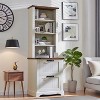 Farmhouse Bookshelf with 2 Large File Drawers, 72" Tall Bookcase with Storage,  4 Tier Rustic Wood Bookshelf for Home, Living Room - 3 of 4