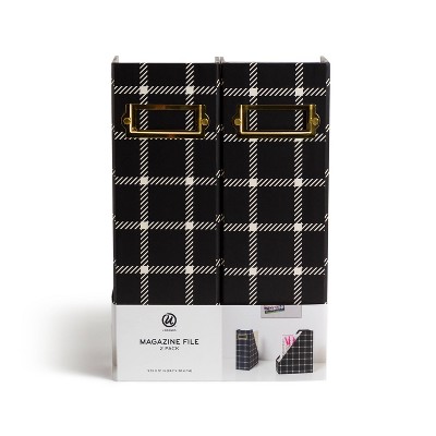 U Brands 2pk Paperboard Magazine File Holder - Modern Plaid