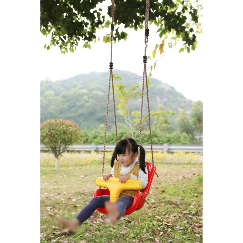 PLAYBERG Red Plastic Baby and Toddler Swing Seat with Hanging Ropes, 2 of 8