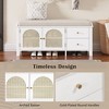 Shoe Storage Bench, Vintage Shoe Bench with Storage and Cushion, Shoe Bench with 2 Drawers and 2 Rattan Door,White - 4 of 4