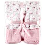 Hudson Baby Infant Girl Cotton Muslin Swaddle Blankets, Pink Sheep, One Size