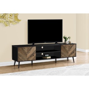Monarch Specialties Tv Stand 72 Inch Console Media Entertainment Center Storage Cabinet Brown And Black Laminate Black Wood Legs Contemporary Modern - 1 of 4
