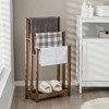 Tangkula 3-Bar Freestanding Towel Rack w/ Bottom Storage Shelf Anti-toppling Device Rustic Brown - 2 of 4