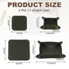 Unique Bargains PU Leather Anti-Slip Square Key Jewelry Valet Tray 4.9" x 4.9" 2 Pcs Dark Green - 2 of 4