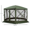 Aghana Digitals Green 12'x12' Hexagon Pop-Up Gazebo: 6-8 Person Mesh-Walled Canopy with Fiberglass - 2 of 4