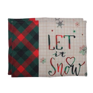 Unique Bargains Christmas Place Mats Linen Red Green Beige White 13"x17.7" 2 Pcs - 1 of 4