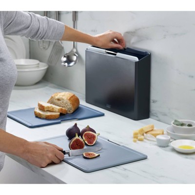 Graphite Large Plastic 4-Piece Cutting Board Set with Case