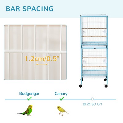 Gsluuk PawHut Large Bird Cage with 1.7 ft. Width for Wingspan, Bird Aviary Indoor with Multi-Door Design