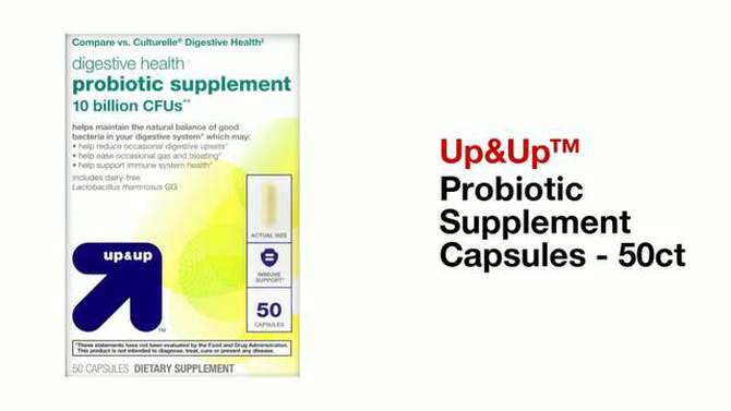 Probiotic Supplement Capsules - 50ct - up &#38; up&#8482;, 2 of 7, play video