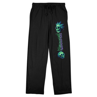 Rick & Morty Character Skulls Men's Black Sleep Pajama Pants