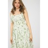 August Sky Women's Sleeveless Wide Mock Ties Ruched Floral Midi Dress - 4 of 4