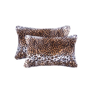 Luxe Belton Faux Fur Pillow | 2-Pack | 12"x20" - 1 of 4