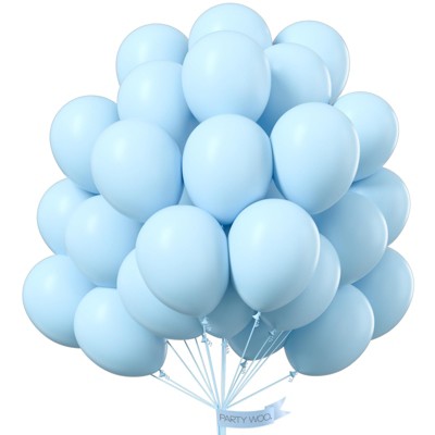 PartyWoo Balloons Light Blue Baby Pastel Sky Aqua 12 Inch 50 pcs