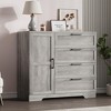 43.3'' H Armoire Wardrobe Closet with 4 Drawers and Hanging Rod, Multifunctional Wood 4 Drawers Dresser with Storage Closet - 3 of 4