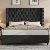 Bed Frame with Deep Button Tufted and Velvet Wingback Headboard,No Box Spring Needed - 3 of 4