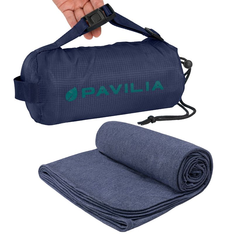 PAVILIA Travel Blanket Airplane Compact with Bag, Soft Packable Plane Throw Portable Camping Flight Essentials, Travelers Gifts Accessories, 1 of 10
