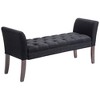 TiramisuBest Button Tufted Bed Bench - Upholstered with Arms & Solid Wood Legs, Black - 2 of 4