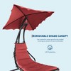 Chaise Lounger Swing Chair with Umbrella Canopy, Patio Hanging Chaise Lounger Chair with Stand, Curved Steel Outdoor Lounge Chairs for Indoor, Outdoor - 4 of 4