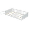 NicBex Twin Size Wood Montessori Bed with Built-in Book Storage Rack,Floor Bed with Safety Guardrails and Door,Modern Toddler Bed for Bedroom,White - 4 of 4