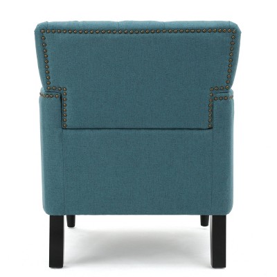 Handcrafted Medford Teal Linen Floral Accent Chair