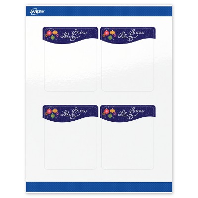 Avery Labels, 4" x 3-1/3", Silver-Snowflakes, Glossy, 40ct