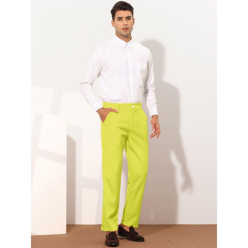 Lars Amadeus Men's Slim Fit Flat Front Solid Color Skinny Business Dress Pants, 4 of 7