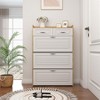 Shoe Cabinet with 3 Flip Drawers, 2 Storage Drawers, Freestanding Modern Shoes Organizer for Hallway, Bedroom , Entryway Storage White - 4 of 4