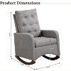 homfan Modern High Back Armchair,Comfortable Rocker With Fabric Padded Seat,Nursery Rocking Chairs With High Backrest,Side Pocket and Rubber Wood Legs - 3 of 4