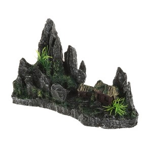 Unique Bargains Aquarium Terrariums Mountain for Fish Tank Landscape Decoration Gray Green 5.51" Height 1pcs - 1 of 4