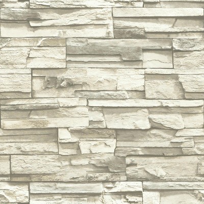 RoomMates Natural Stacked Stone Peel And Stick Wallpaper Gray