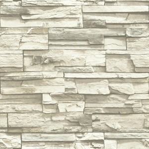 RoomMates Natural Stacked Stone Peel And Stick Wallpaper Gray: Removable Vinyl, Self-Adhesive, Modern Bricks Pattern - 1 of 4