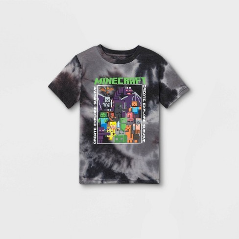 Boys Minecraft Short Sleeve Graphic T Shirt Gray Black Target - roblox minecraft alex shirt