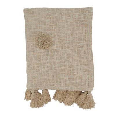 Saro Lifestyle Tufted Dot Throw, 50x60 inches, Beige