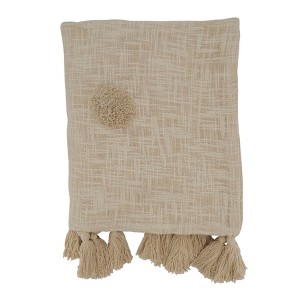 Saro Lifestyle Tufted Dot Throw, 50x60 inches, Beige - 1 of 4