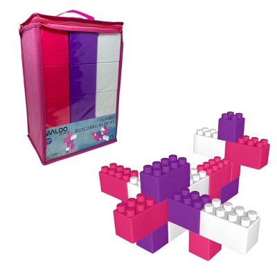 Waloo Sports Jumbo Building Blocks 19pc Set - Pink/Purple/White