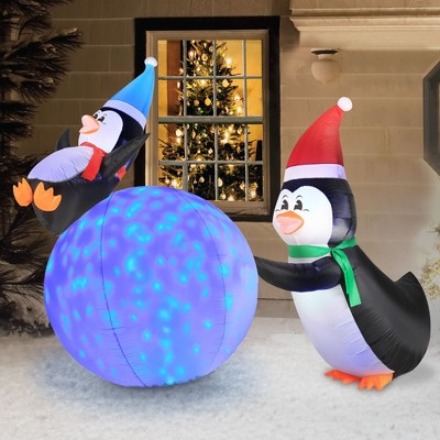 Occasions 6 ft. LED Blue Penguins and Snowball Inflatable