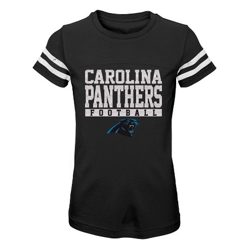 Nfl Carolina Panthers Girls' Short Sleeve Stripe Fashion T-shirt