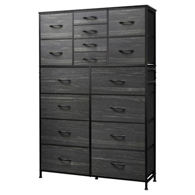 16-Drawer Tall Fabric Dresser Storage Tower with Steel Frame, Chest of Drawers Organizer Unit