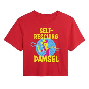 Women's - Disney - Self Rescuing Damsel Cropped Graphic T-Shirt - 1 of 4