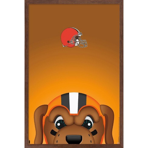 Trends International NFL Cleveland Browns - Neon Helmet 23 Framed Wall  Poster Prints Mahogany Framed Version 22.375 x 34