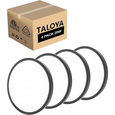 TALOYA 4-Pack 10 Inch LED Flush Mount Ceiling Light Black, 5-in-1 CCT Selectable,Ultra-Slim Surface Mounted Lighting Fixture for Basement Porch