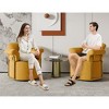 Lyngins Modern Upholstered Single Sofa Swivel Chair with Gold Metal Legs,Accent Round Armchair for Bedroom,Office - 3 of 4