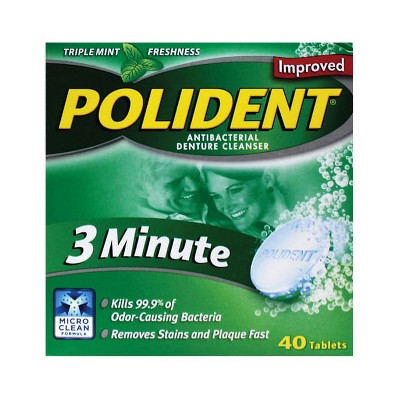 Polident 3 Minute Antibacterial Denture Cleanser 40 Tabs : Target